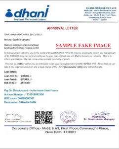 Sample Image Dhani Fake Loan Offer letter