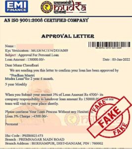 Fake Image of Mudra loan approval